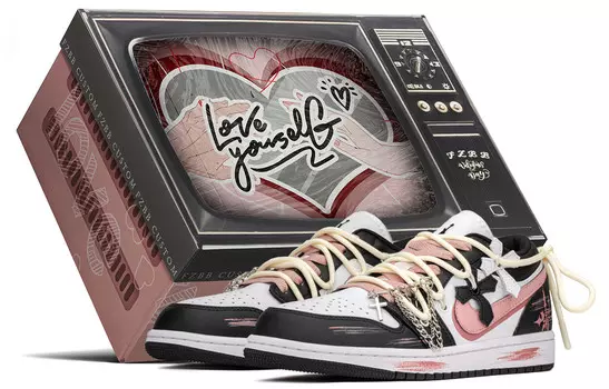 Кроссовки Air Jordan 1 Vintage Basketball Shoes Women's Low-top Black/pink, черный/розовый