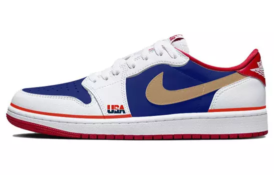 Кроссовки Air Jordan 1 Vintage Basketball Shoes Unisex Low-top White/Red/Blue, белый