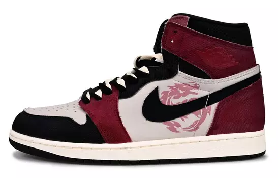 Кроссовки Air Jordan 1 Vintage Basketball Shoes Men High-top Black/Red, темно-красный