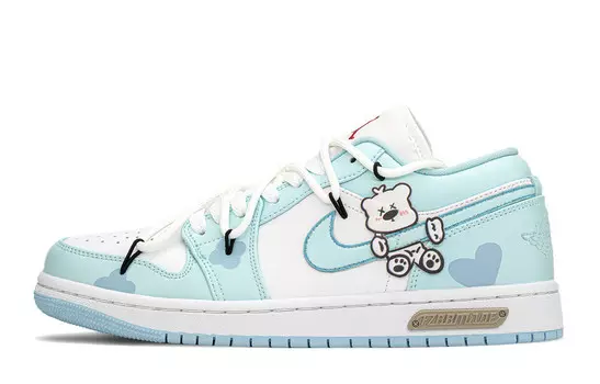 Кроссовки Air Jordan 1 Vintage Basketball Shoes Women's Low-top White/blue, синий/белый