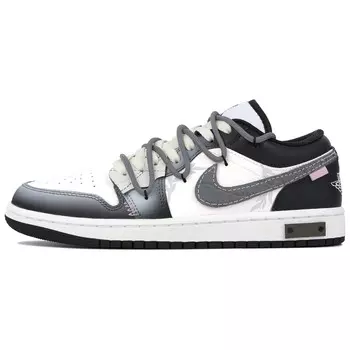 Кроссовки Air Jordan 1 Vintage Basketball Shoes Men Low-top Black/white/gray, черный/белый/серый