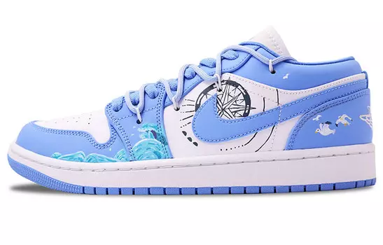 Кроссовки Air Jordan 1 Vintage Basketball Shoes Women's Low-top White/blue, белый
