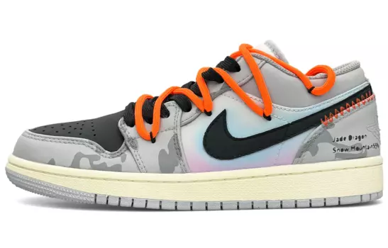 Кроссовки Air Jordan 1 Vintage Basketball Shoes Women's Low-top Orange, серый