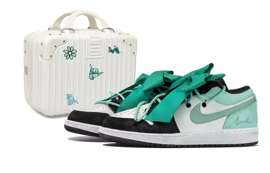 Кроссовки Air Jordan 1 Vintage Basketball Shoes Women's Low-top Black/white/green, зеленый