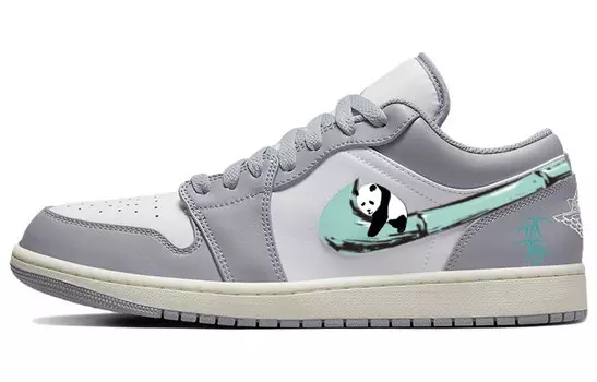 Кроссовки Air Jordan 1 Vintage Basketball Shoes Men Low-top Grey/white/green, серый