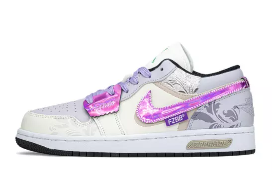 Кроссовки Air Jordan 1 Vintage Basketball Shoes Women's Low-top Beige/purple, фиолетовый