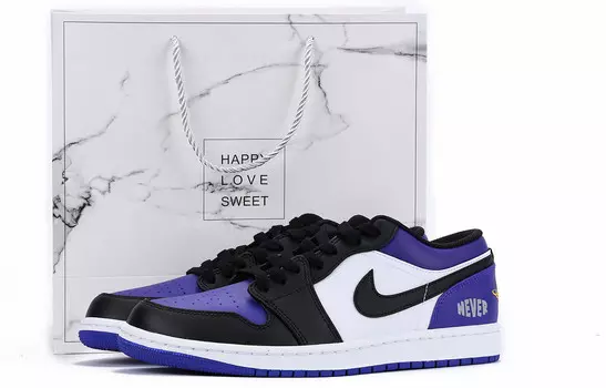 Кроссовки Air Jordan 1 Vintage Basketball Shoes Men Low-top White/blue, фиолетовый