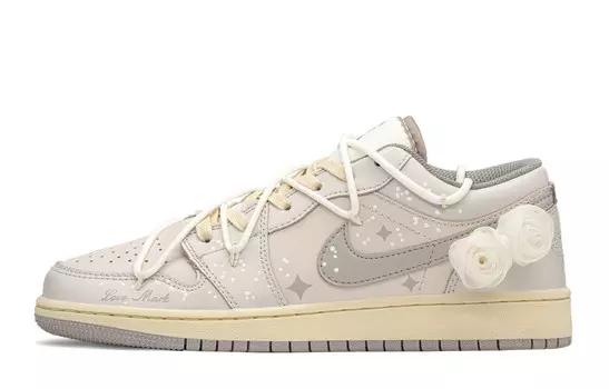 Кроссовки Air Jordan 1 Vintage Basketball Shoes Women's Low-top White/gray, серый/белый