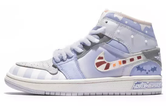 Кроссовки Air Jordan 1 Vintage Basketball Shoes Women's High-top Purple Gray, белый