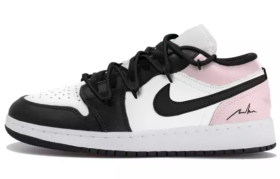 Кроссовки Air Jordan 1 Vintage Basketball Shoes Women's Low-top Black/white/pink, розовый