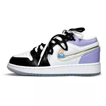 Кроссовки Air Jordan 1 Vintage Basketball Shoes Women's Low-top Black/purple/white, фиолетовый