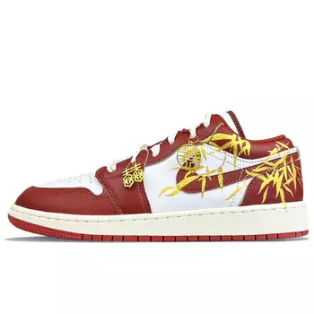 Кроссовки Air Jordan 1 Vintage Basketball Shoes Men Low-top White, белый/красный