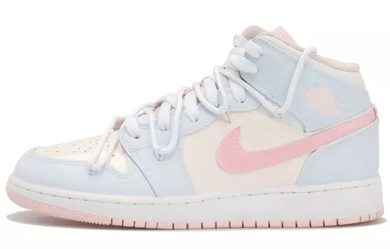 Кроссовки Air Jordan 1 Vintage Basketball Shoes Women's Mid-top Blue/pink/beige, голубой
