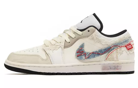 Кроссовки Air Jordan 1 Vintage Basketball Shoes Men Low-top Yellow/Blue, черный/серо-синий