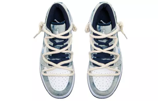 Кроссовки Air Jordan 1 Vintage Basketball Shoes Men Low-top White/blue, белый