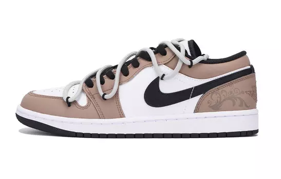 Кроссовки Air Jordan 1 Vintage Basketball Shoes Men Low-top White, коричневый