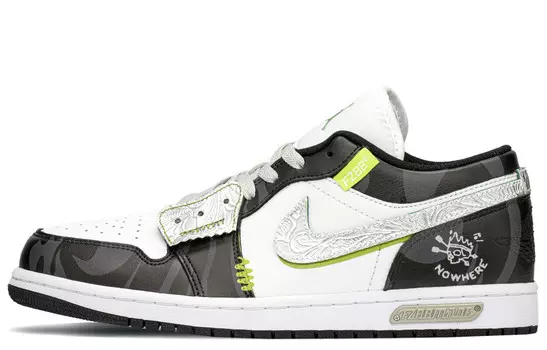 Кроссовки Air Jordan 1 Vintage Basketball Shoes Women's Low-top Black/silver, черный/серебряный
