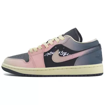 Кроссовки Air Jordan 1 Vintage Basketball Shoes Women's Low-top Black/blue/pink, темно-синий