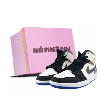 Кроссовки Air Jordan 1 Vintage Basketball Shoes Men High-top White/Black/Blue, белый