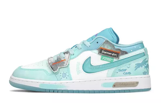 Кроссовки Air Jordan 1 Vintage Basketball Shoes Women's Low-top White/blue, синий/белый