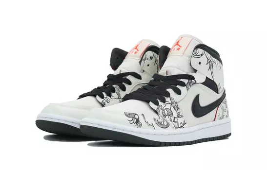 Кроссовки Air Jordan 1 Vintage Basketball Shoes Women's Mid-top Black/white/gray, цвет Off White