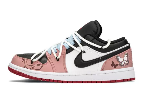 Кроссовки Air Jordan 1 Vintage Basketball Shoes Women's Low-top Black/pink, черный/розовый