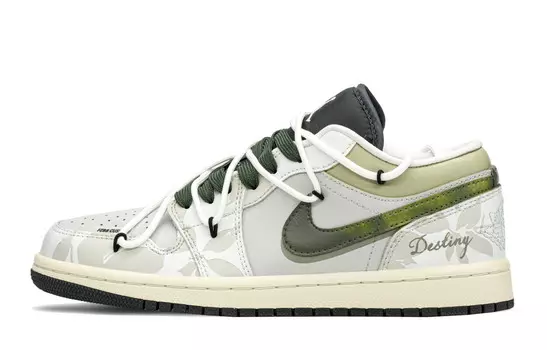 Кроссовки Air Jordan 1 Vintage Basketball Shoes Women's Low-top Beige/green, зеленый