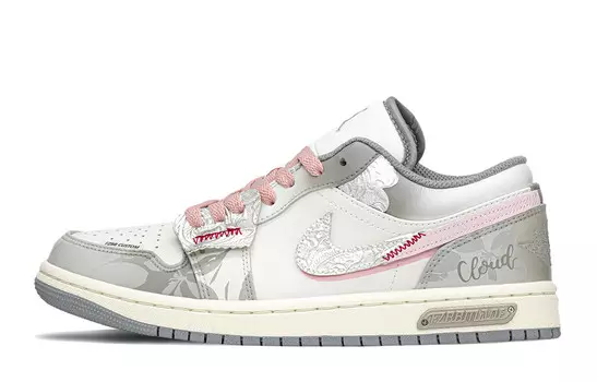 Кроссовки Air Jordan 1 Vintage Basketball Shoes Women's Low-top Gray/Pink, серый/розовый