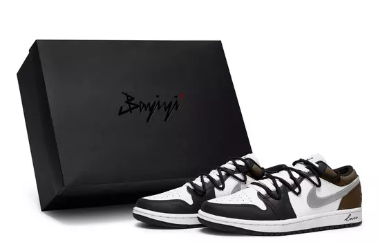 Кроссовки Air Jordan 1 Vintage Basketball Shoes Women's Low-top Brown, черный/белый/коричневый