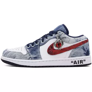 Кроссовки Air Jordan 1 Vintage Basketball Shoes Men Low-top Bright Pink, белый/синий