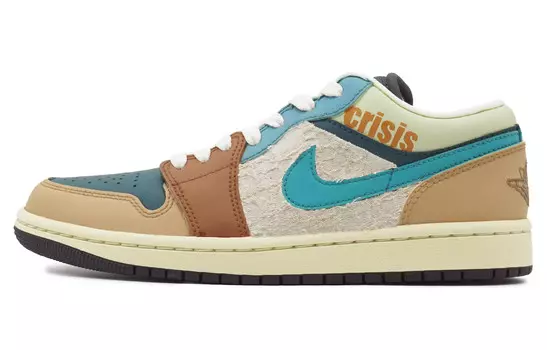 Кроссовки Air Jordan 1 Vintage Basketball Shoes Women's Low-top Yellow/blue/green, цвет Skin