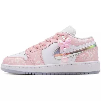 Кроссовки Air Jordan 1 Vintage Basketball Shoes Women's Low-top Pink/white, розовый