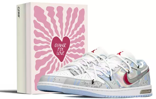 Кроссовки Air Jordan 1 Vintage Basketball Shoes Women's Low-top Grey/Blue/Silver, серый/синий