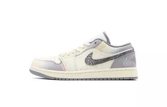Кроссовки Air Jordan 1 Vintage Basketball Shoes Women's Low-top Beige/Gray, светло-серый
