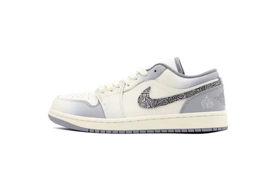 Кроссовки Air Jordan 1 Vintage Basketball Shoes Men Low-top Beige/Gray, светло-серый