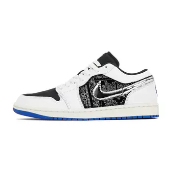 Кроссовки Air Jordan 1 Vintage Basketball Shoes Men Low-top Black, белый