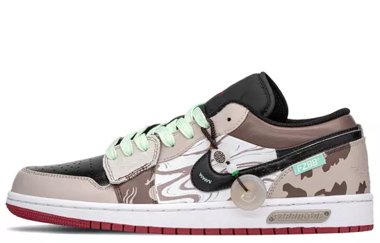 Кроссовки Air Jordan 1 Vintage Basketball Shoes Men Low-top Black/brown/green, цвет Coffee