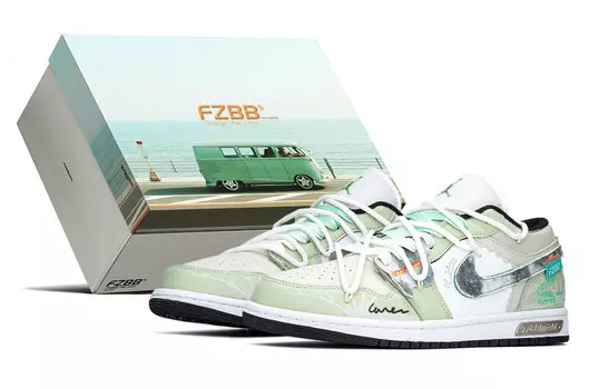 Кроссовки Air Jordan 1 Vintage Basketball Shoes Men Low-top Beige/green, хаки/зеленый