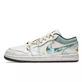 Кроссовки Air Jordan 1 Vintage Basketball Shoes Women's Low-top Beige/Blue, бежевый/синий
