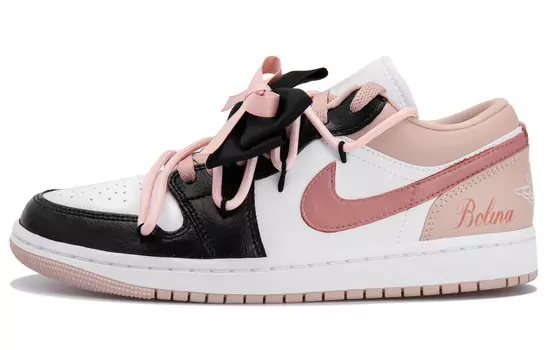 Кроссовки Air Jordan 1 Vintage Basketball Shoes Unisex Low-top Black/white/pink, черный