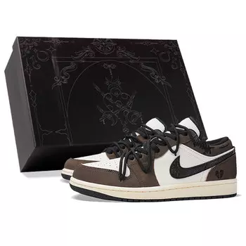Кроссовки Air Jordan 1 Vintage Basketball Shoes Women's Low-top Back/Brown, черный/коричневый
