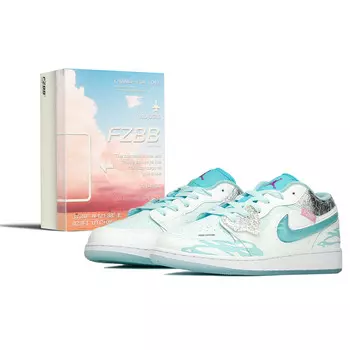 Кроссовки Air Jordan 1 Vintage Basketball Shoes Women's Low-top White/blue/silver, синий/белый