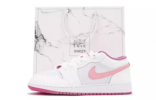 Кроссовки Air Jordan 1 Vintage Basketball Shoes Women's Low-top Pink/White, розовый