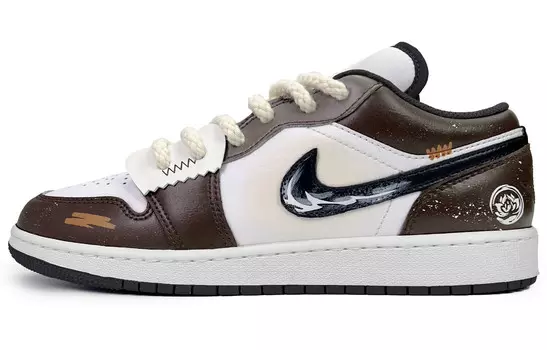 Кроссовки Air Jordan 1 Vintage Basketball Shoes Men Low-top Brown/White, коричневый