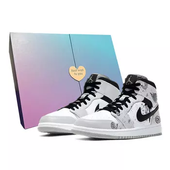 Кроссовки Air Jordan 1 Vintage Basketball Shoes Men Mid-top White/gray, серый