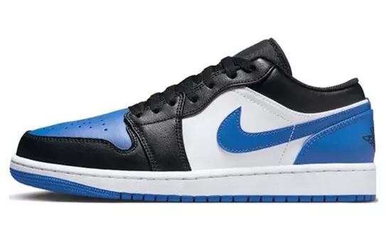 Кроссовки Air Jordan 1 Vintage Basketball Shoes Men Low-top White/Black/Blue, белый/черный