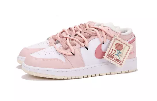 Кроссовки Air Jordan 1 Vintage Basketball Shoes Women's Low-top White/pink, розовый