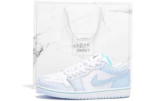 Кроссовки Air JORDAN 1 Vintage Basketball Shoes Women's Low-Top White Blue
