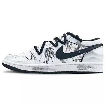 Кроссовки Air Jordan 1 Vintage Basketball Shoes Men Low-top White/gray/black, серый/белый/черный