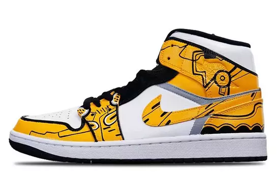 Кроссовки Air Jordan 1 Vintage Basketball Shoes Men Mid-top Yellow, цвет Lemon
